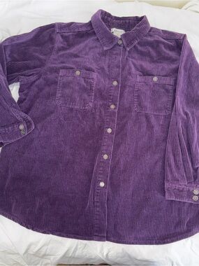 Vintage Y2K Roaman's Dark Plum Corduroy Button-Up Shirt